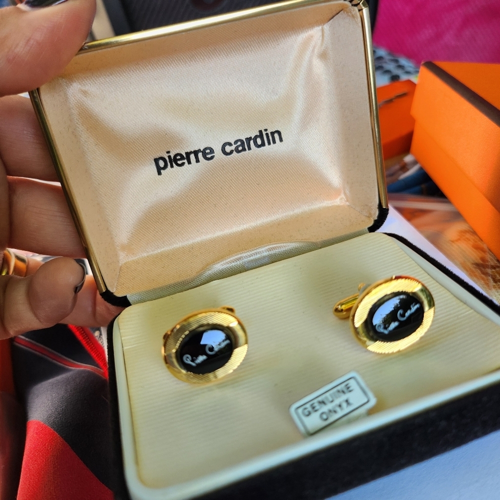 VTG Pierre cardin cufflinks Genuine Onyx
